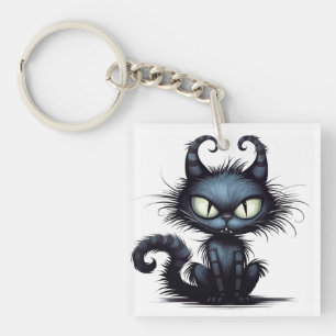 Halloween Cat #15 Digital Art Key Ring