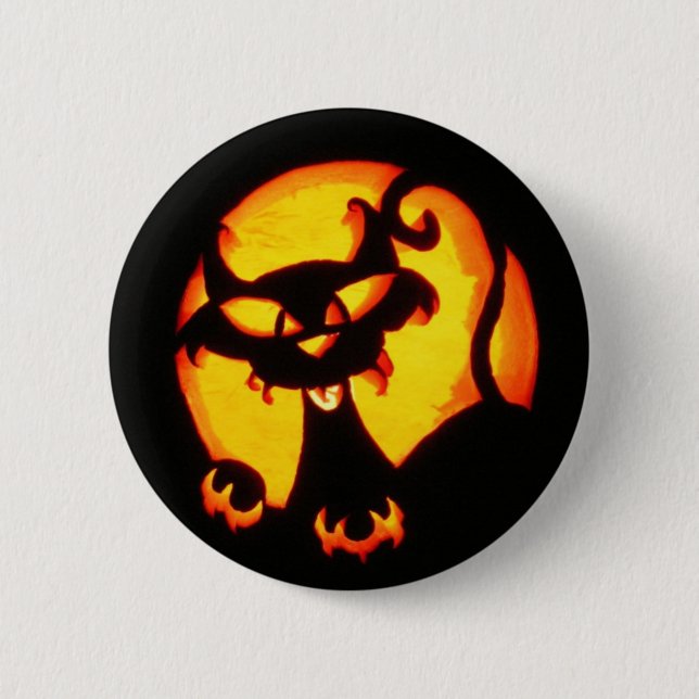 halloween cat 6 cm round badge (Front)