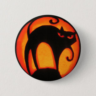 Halloween Cat 6 Cm Round Badge