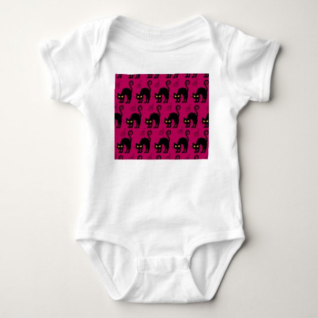 Halloween Cat: Abstract Seamless Pattern Baby Bodysuit (Front)