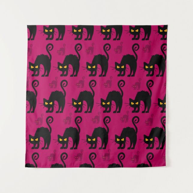 Halloween Cat: Abstract Seamless Pattern Tapestry (Front)
