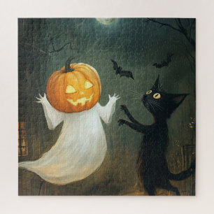 Halloween Cat and Ghost Jigsaw Puzzle