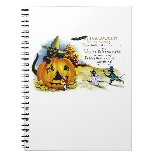 Halloween Cat and Mouse Spiral Notebook (Front)