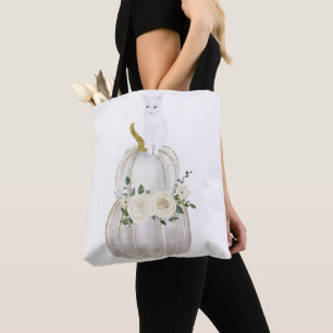 Halloween Cat and Pumpkin Tote Bag