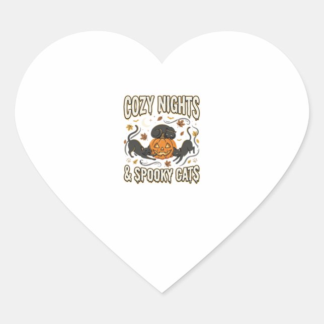 Halloween Cat Autumn Magic Heart Sticker (Front)