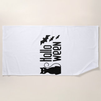 halloween cat beach towel