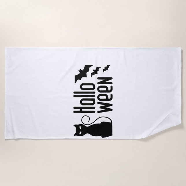 halloween cat beach towel (Front)