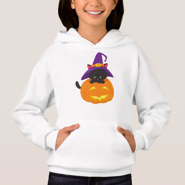 Halloween Cat, Black Cat, Witch Hat, Pumpkin (Front)