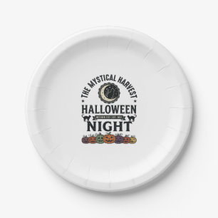 Halloween Cat Black Cats Pumpkins Vintage Funny_1 Paper Plate