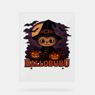 Halloween  Cat  Boo  Illustration Classic T-Shirt Acrylic Sign