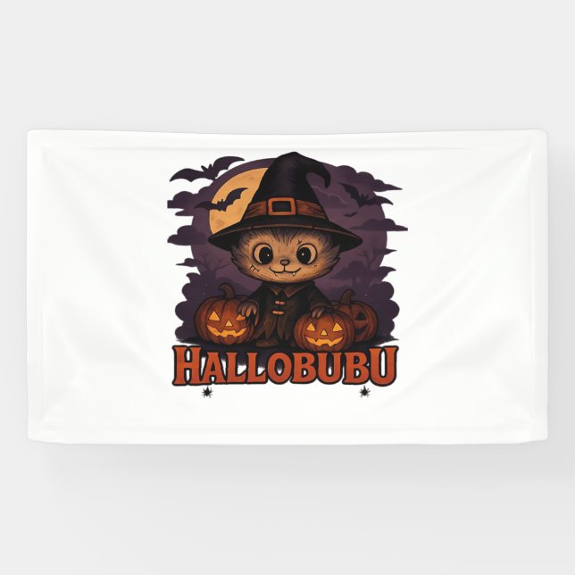 Halloween  Cat  Boo  Illustration Classic T-Shirt Banner (Horizontal)