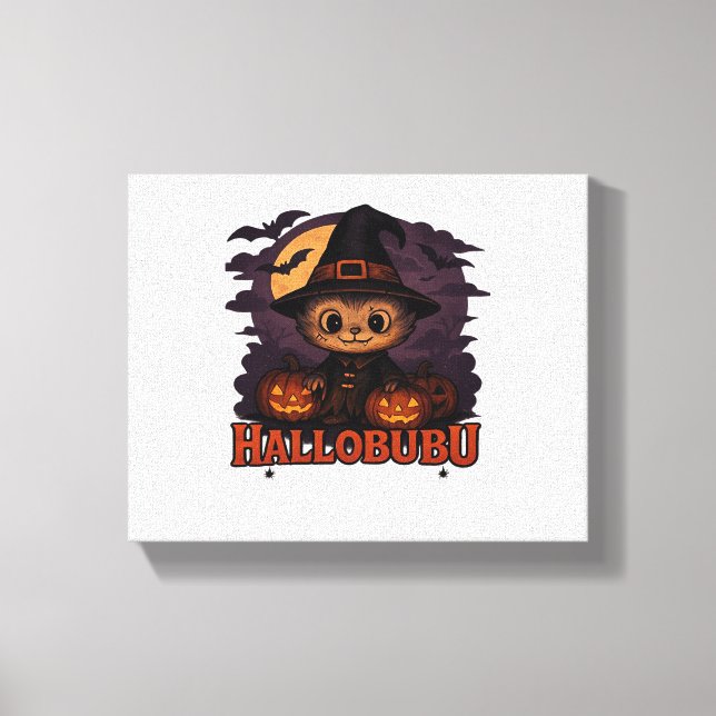 Halloween  Cat  Boo  Illustration Classic T-Shirt Canvas Print (Front)