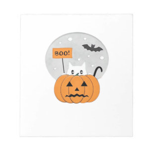Halloween Cat Boo Illustration Classic T-Shirt Notepad