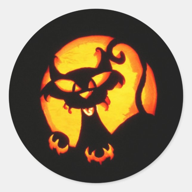halloween cat classic round sticker (Front)