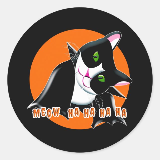 Halloween Cat Classic Round Sticker (Front)