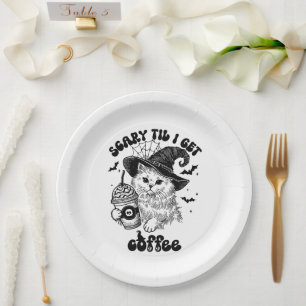 Halloween Cat Coffee Paper Plate