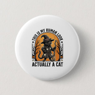 Halloween Cat Costume Funny Vintage Witch Cat Shir 6 Cm Round Badge