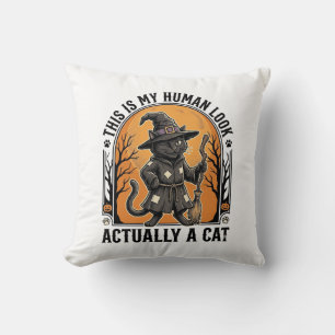 Halloween Cat Costume Funny Vintage Witch Cat Shir Cushion