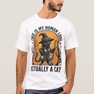 Halloween Cat Costume Funny Vintage Witch Cat Shir T-Shirt