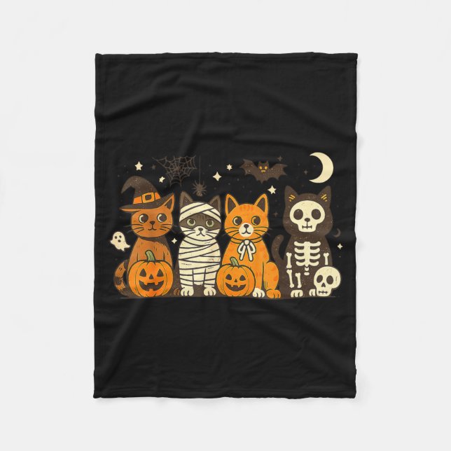 Halloween Cat Costumes Ghost Witch Mummy Men Women Fleece Blanket (Front)