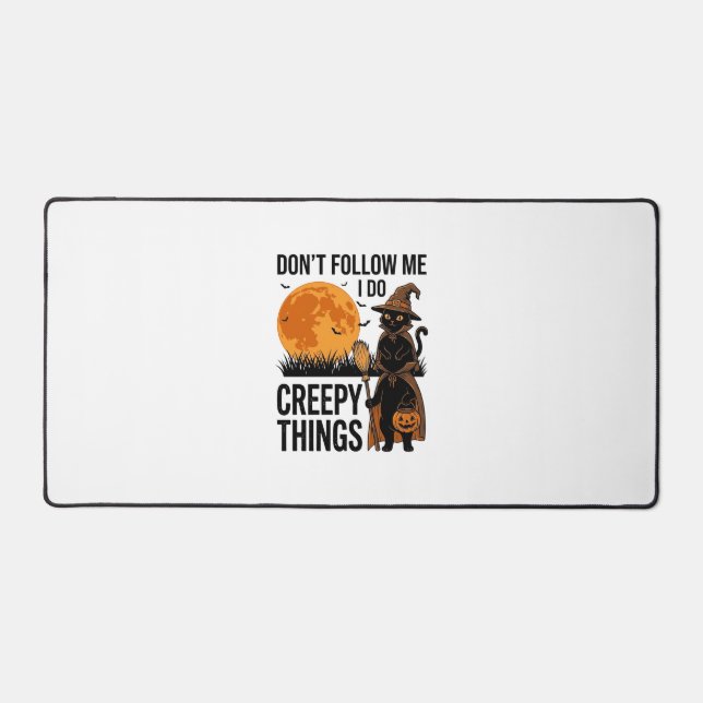 Halloween Cat Creepy Things Funny Witch_1 Desk Mat (Front)