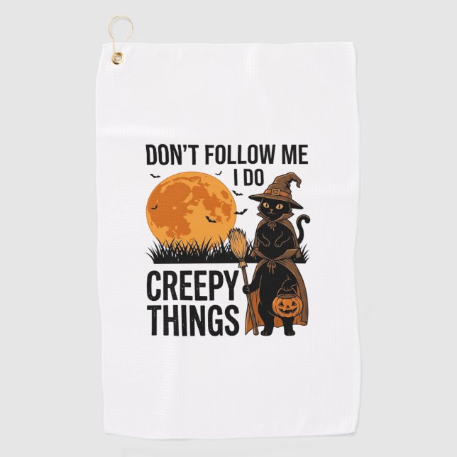 Halloween Cat Creepy Things Funny Witch_1 Golf Towel (Front)