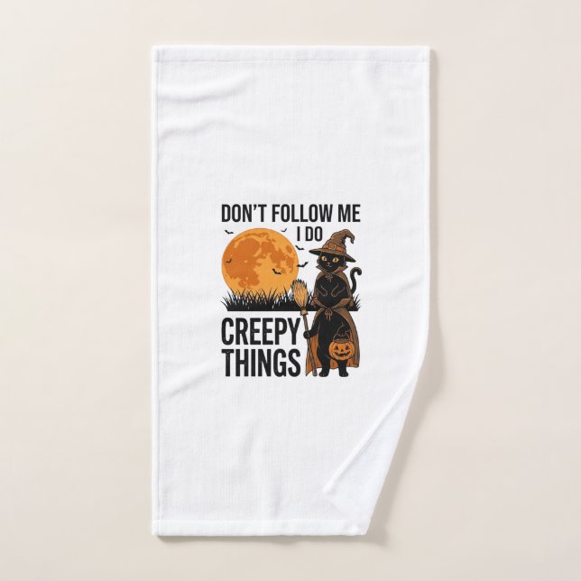 Halloween Cat Creepy Things Funny Witch_1 Hand Towel (Hand Towel)
