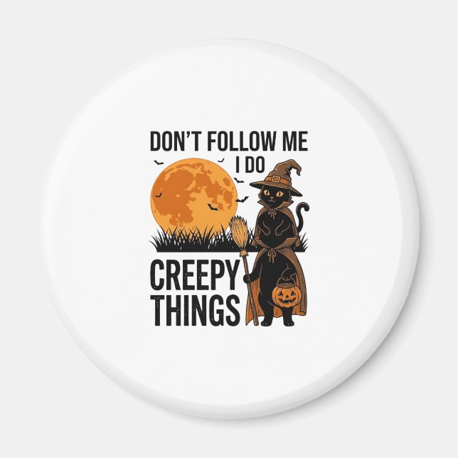 Halloween Cat Creepy Things Funny Witch_1 Magnet (Front)