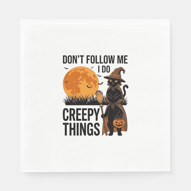 Halloween Cat Creepy Things Funny Witch_1 Napkin (Front)