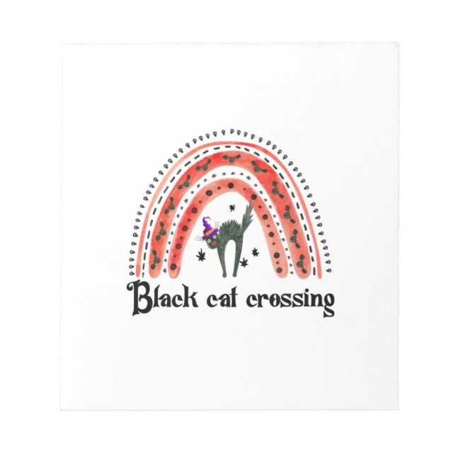 Halloween Cat Crossing Notepad (Front)