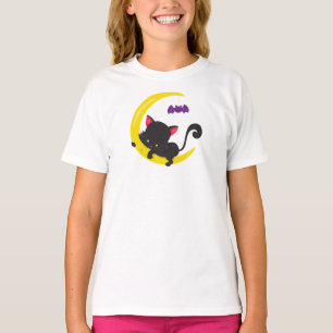 Halloween Cat, Cute Cat, Black Cat, Moon, Bat T-Shirt