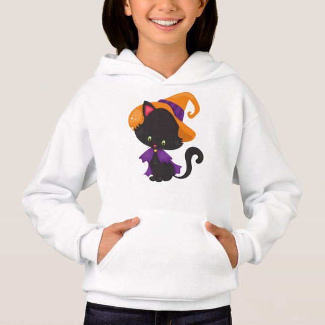 Halloween Cat, Cute Cat, Black Cat, Witch Hat (Front)