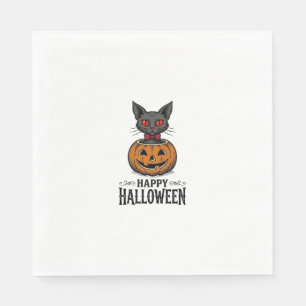 Halloween Cat Cute Pumpkin Vintage Spooky_1 Napkin