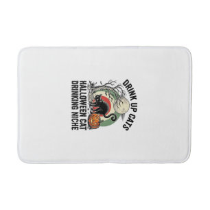 Halloween Cat Drinking Vintage Moon Party Shirt_1 Bath Mat