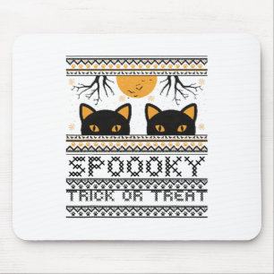 Halloween-cat Eyes Spooky Trick Or Treat Trendy Gr Mouse Pad