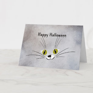 Halloween Cat Face Card