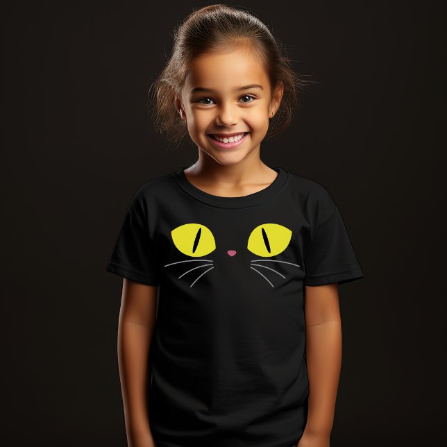  Halloween Cat Face Yellow Eyes Whiskers T-Shirt (Creator Uploaded)