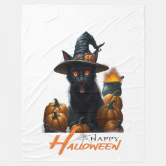 Halloween Cat Fleece Blanket