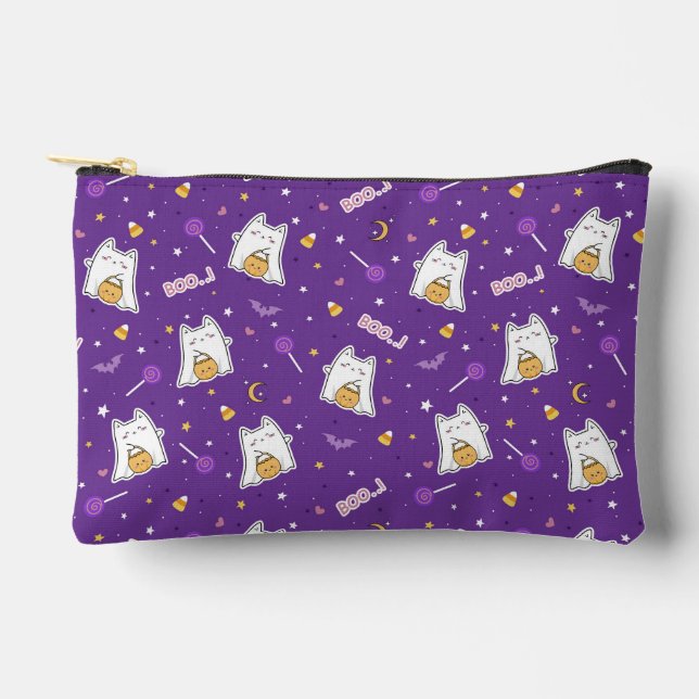 Halloween Cat Ghost  Accessory Pouch (Front)