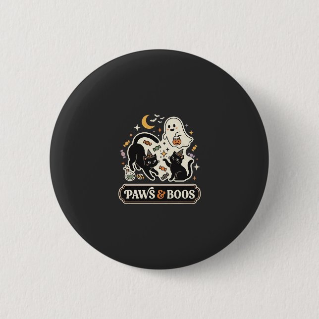 Halloween Cat Ghost Magic 6 Cm Round Badge (Front)