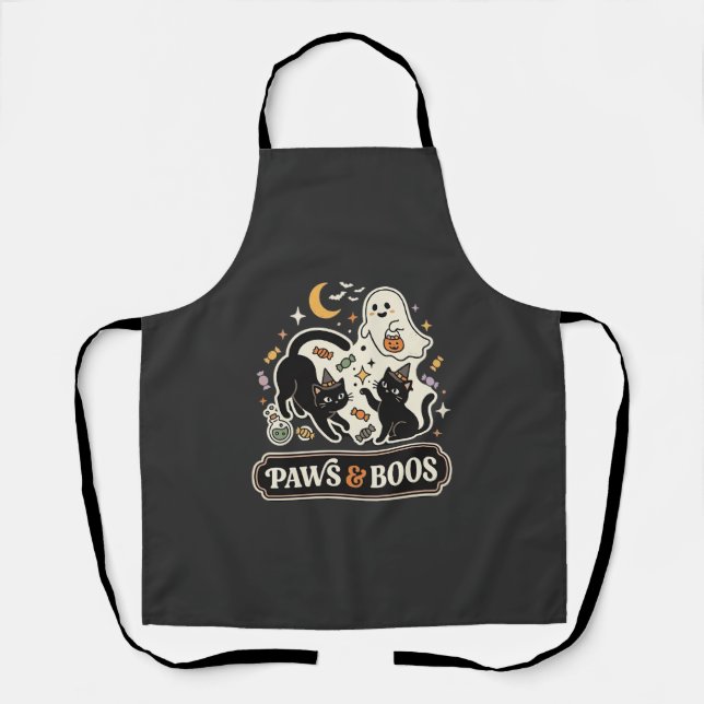 Halloween Cat Ghost Magic Apron (Front)