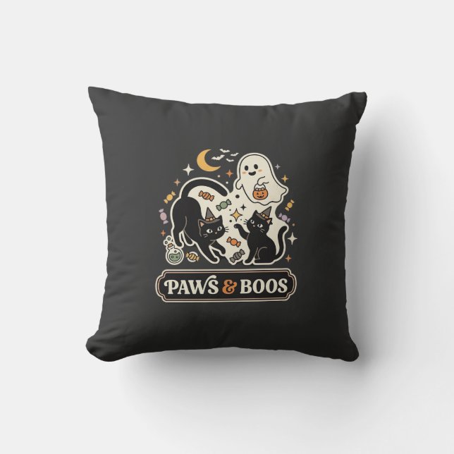 Halloween Cat Ghost Magic Cushion (Front)