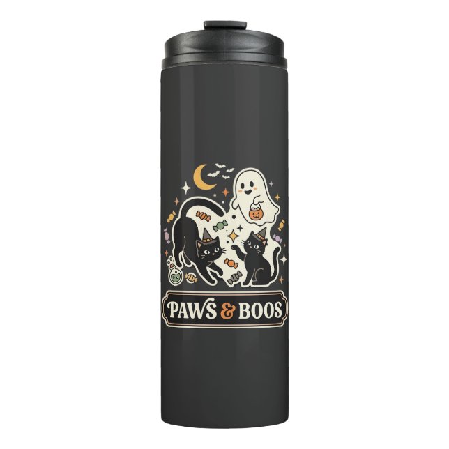 Halloween Cat Ghost Magic Thermal Tumbler (Front)