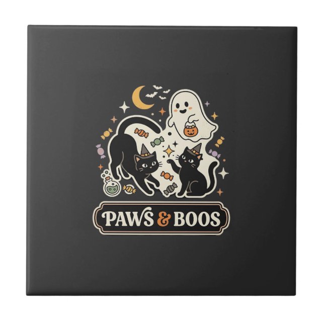Halloween Cat Ghost Magic Tile (Front)