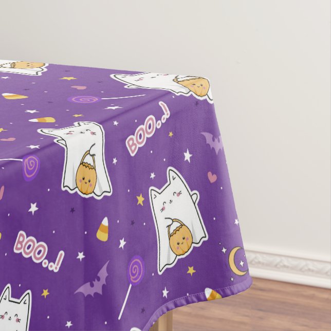 Halloween Cat Ghost Tablecloth (In Situ)