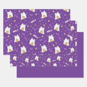 Halloween Cat Ghost Wrapping Paper Set