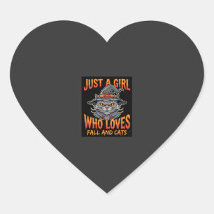Halloween Cat Girl Witch Hat Fall Design Heart Sticker
