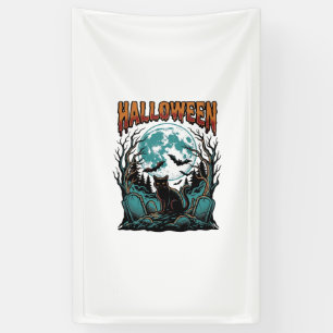 Halloween Cat Graveyard Vintage Engraving Shirt_1 Banner