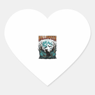Halloween Cat Graveyard Vintage Engraving Shirt_1 Heart Sticker