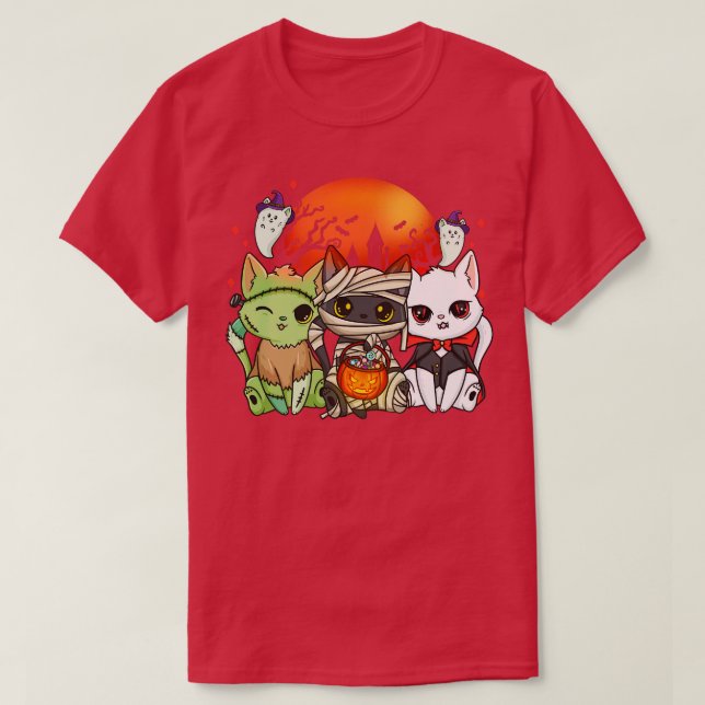 Halloween Cat Halloween Costume T-Shirt (Design Front)